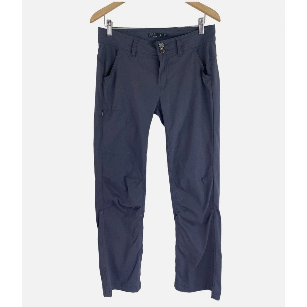 Prana Women Halle Hiking Pants Stretch Navy Roll Up 4 Short Convertible Travel